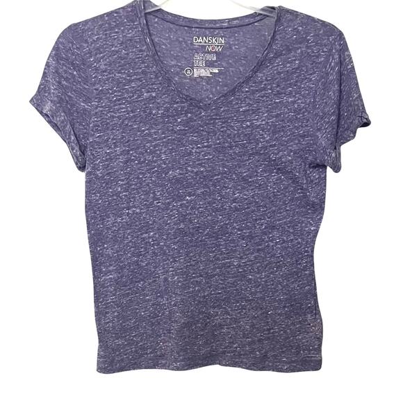 DANSKIN NOW ACTIVE TEE SHIRT, WOMENS, L, HEATHER LAVENDER, SHORT SLEEVE, V-NECK - Picture 1 of 10